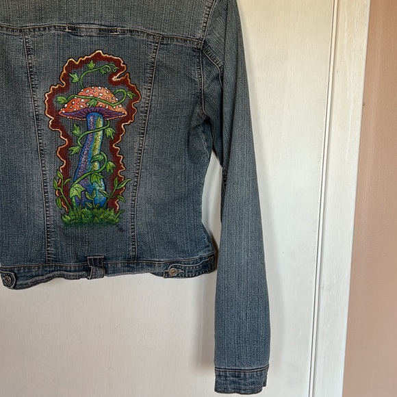 Hand-Painted Electric Mushroom Jean Jacket - Picture 6 of 7